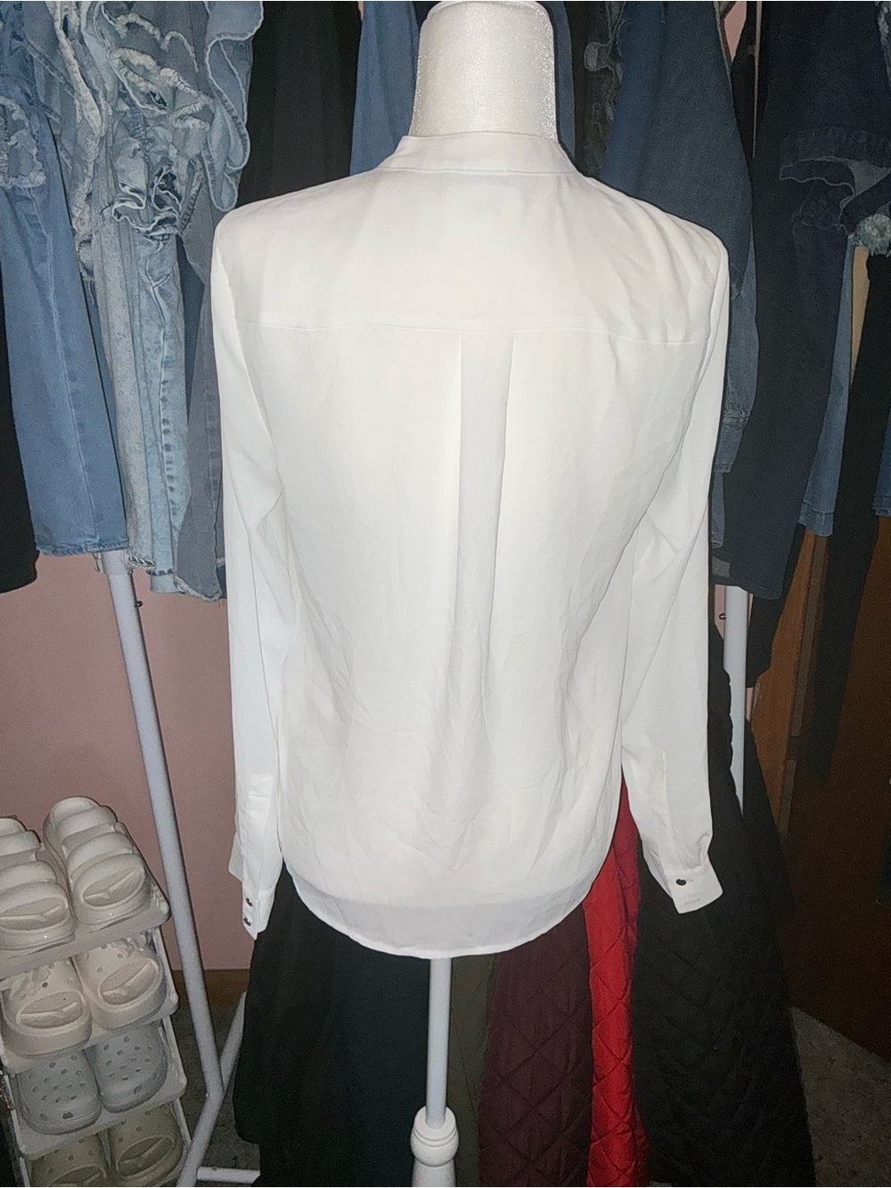 Calvin Klein Ruffle Front Pintuck Blouse - Picture 2 of 2